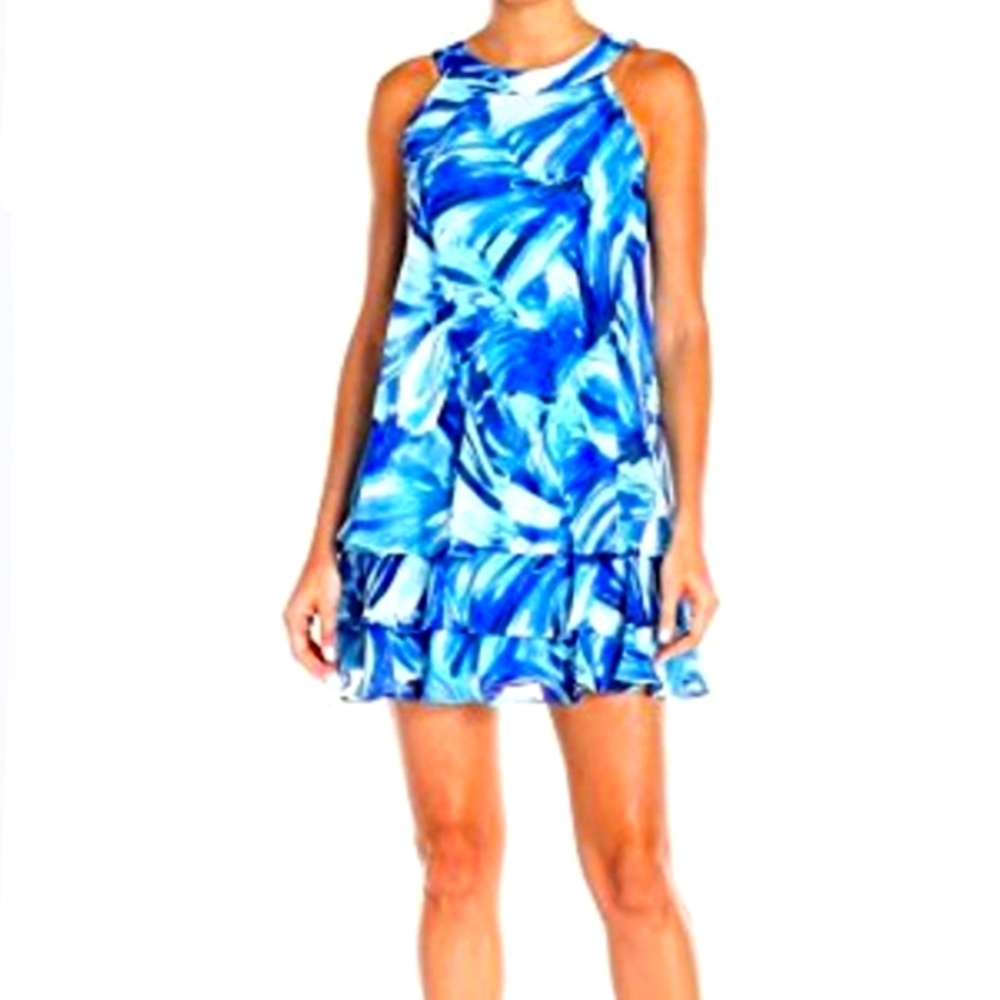 Sandra Darren Printed Chiffon Halter Neck Dress
